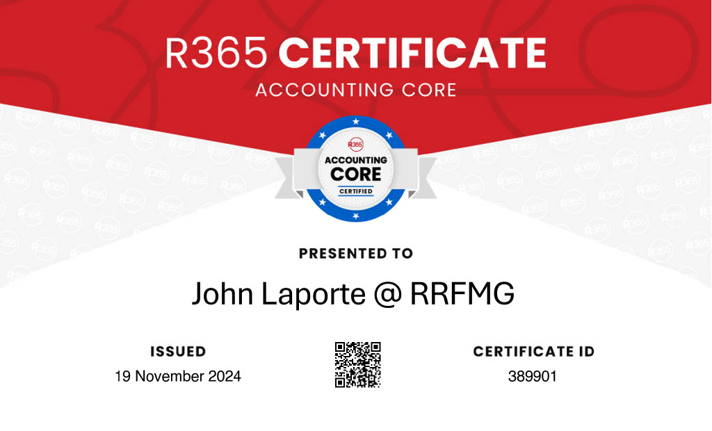 John Laporte R365 Accounting Core Certificate